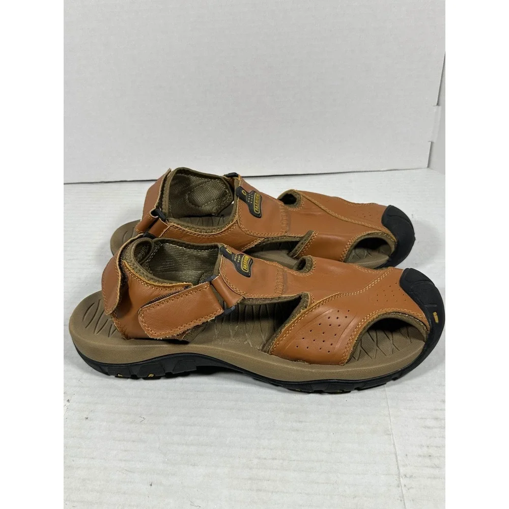 Fashion Mens Tan Brown Closed Toe Sport Hiking Sandals Size 47 Adjustable‎ Strap